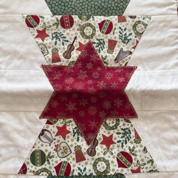 Christmas Holiday Quilted Table Runner Handmade 40” X 13 1/2” - Picture 3 of 5